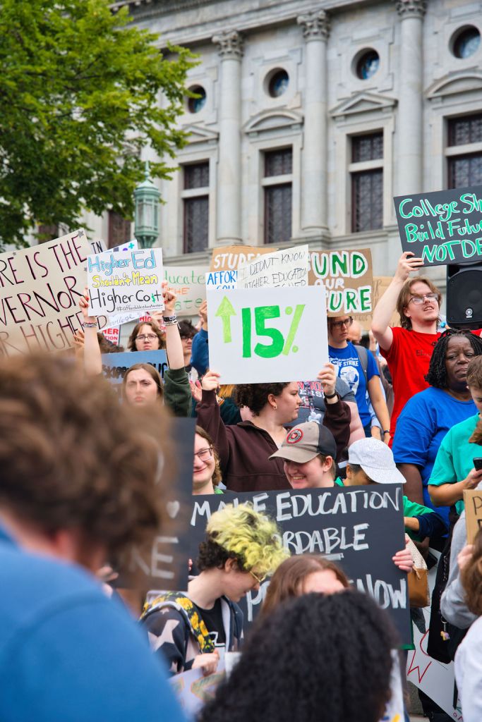 A crowd at an "Affordable College Now!" Rally in Harrisburg, PA on September 28, 2026. Photo courtesy of Choice Visual https://www.choicevisual.media/